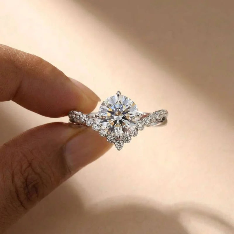 925 Sterling Silve Shining Zircon Four clawed V-shaped Rings for Exquisite Women Party Engagement High Quality Hot Sale Jewelry