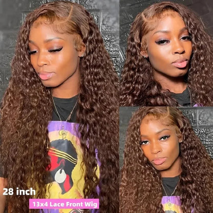 Chocolate Brown Deep Wave HD Lace Frontal Wig – 4x4, 13x4 & 13x6