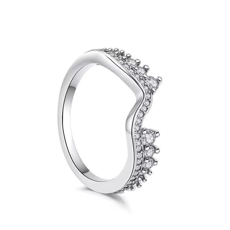 925 Sterling Silver  Crown Heart Flower Zircon Rings For Women Love Promise Engagement Band Fashion Ring Set