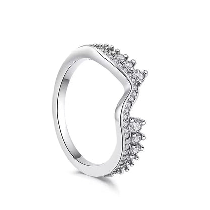 925 Sterling Silver  Crown Heart Flower Zircon Rings For Women Love Promise Engagement Band Fashion Ring Set