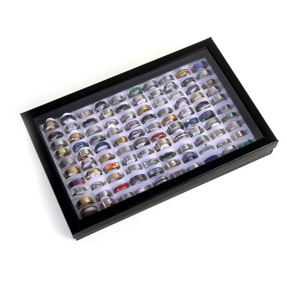 100pcs/Box Men Women Rings High Quality Stainless Steel Rings Fashion Trendy Jewelry Set Mix Style Wholesale Lot Party Gifts