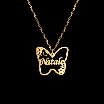 Atoztide Custom Name Necklace for Women with Butterfly Personalized Stainless Steel Jewelry Nameplate Choker Chain Birthday Gift