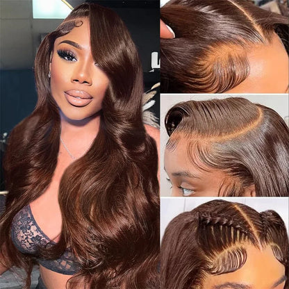Chocolate Brown Body Wave 13x6 HD Lace Front Wig – Pre-Plucked 13x4, 4x4 & 5x5 Colored