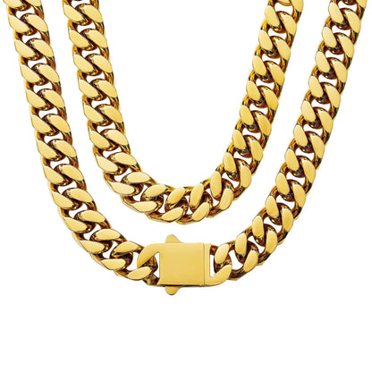 ULJ Punk Miami Cuban Link Men Hip Necklace 304 Stainless Steel Hip-Hop Female Male Bracelet Chain Ice Out Waterproof Jewelry