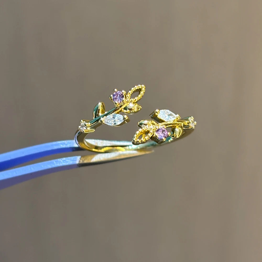 100 styles 14K Gold Plated Color Zircon Flower Crown Bow Open Ring Women Adjustable Stackable Finger Rings Wedding Jewelry Gift
