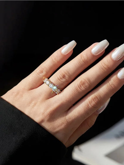 GRA Fashion Real 0.3CT*5 Moissanite Rings for Women Gift 925 Sterling Silver Brilliant Diamond Wedding Luxury Fine Jewelry