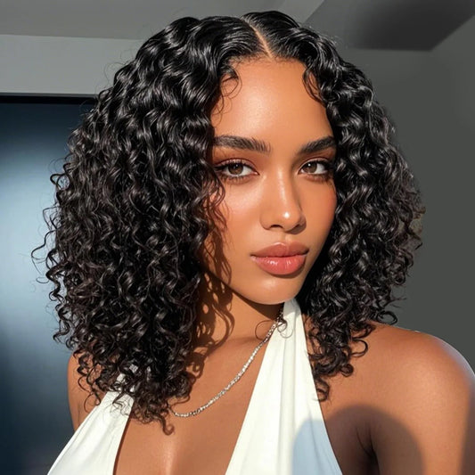 Short Deep Wave Glueless Bob Wig – 10 Inch 5x5 HD Lace Closure, 250% Density