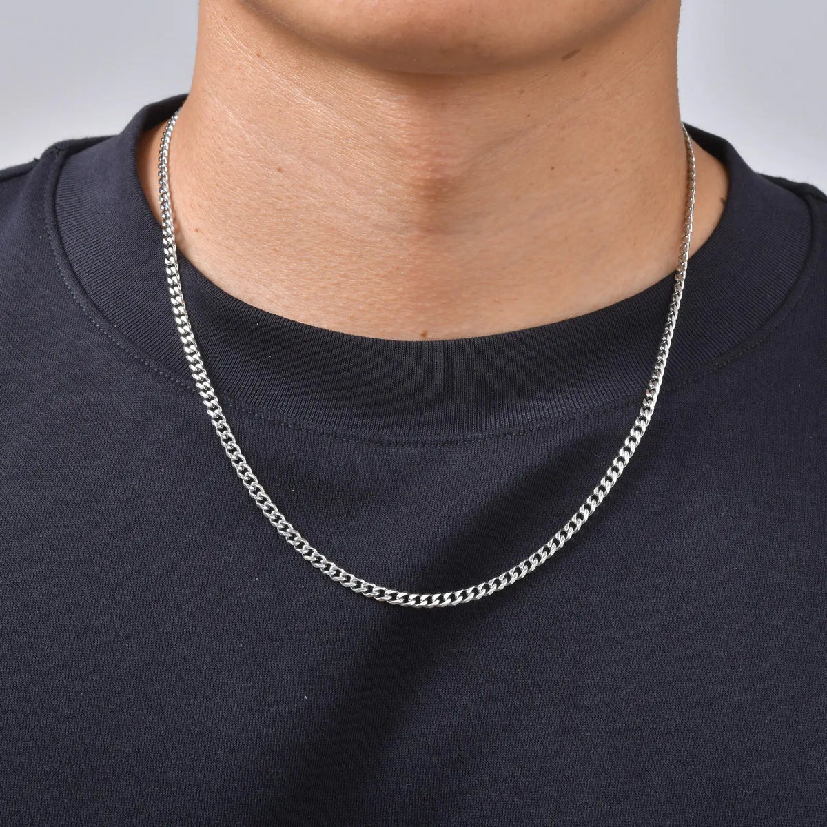 Punk Silver Color Chain Necklace for Men Women,Hip Hop Stainless Steel Braided Link Chokers,Classic Metal Jewelry Gift