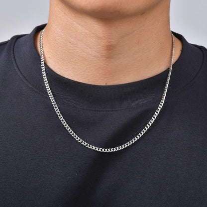 Punk Silver Color Chain Necklace for Men Women,Hip Hop Stainless Steel Braided Link Chokers,Classic Metal Jewelry Gift