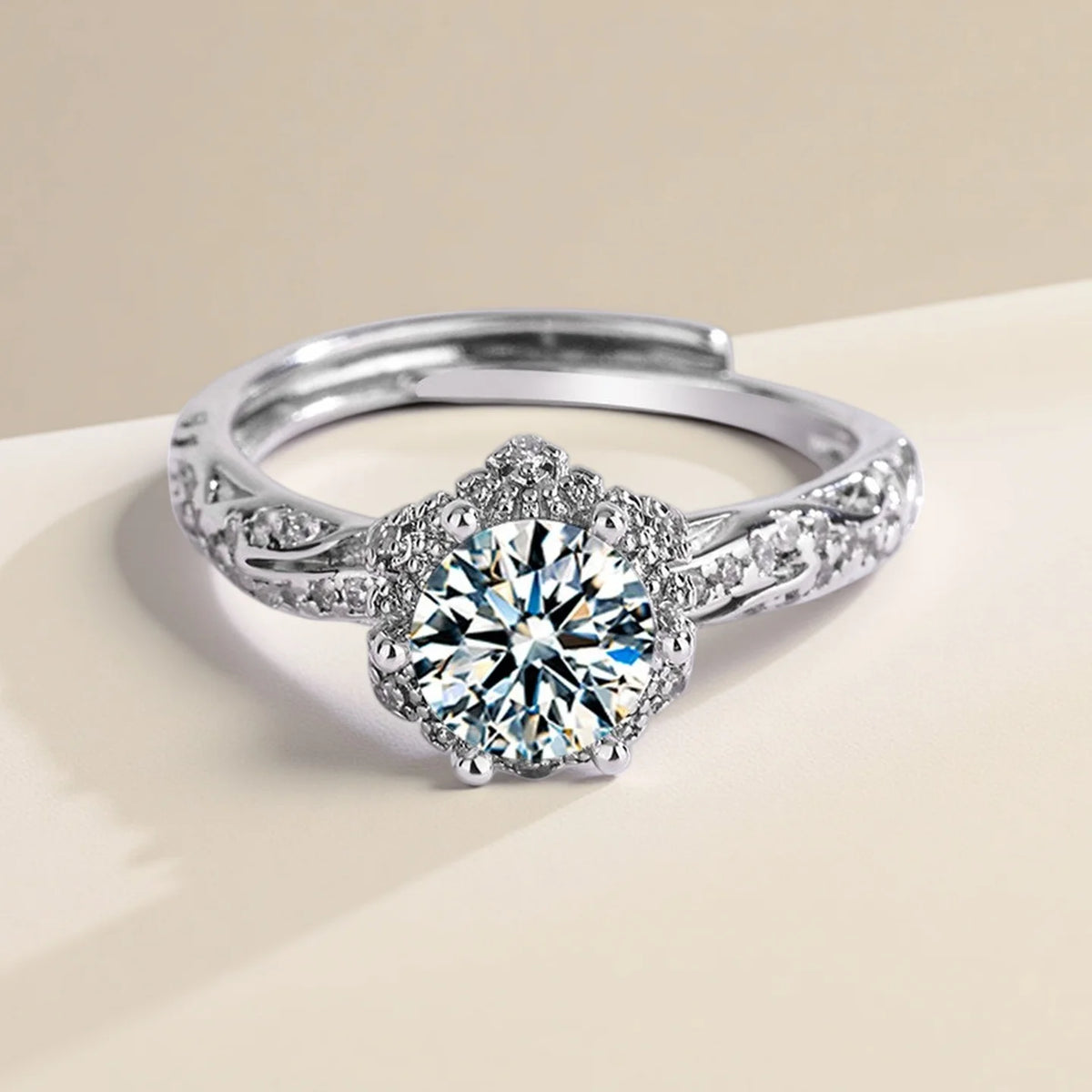 925 Sterling Silver Zircon Adjustable Engagement Rings For Women Wedding Elegant Jewelry Ladies Accessories Gifts R39011