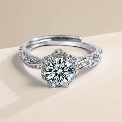 925 Sterling Silver Zircon Adjustable Engagement Rings For Women Wedding Elegant Jewelry Ladies Accessories Gifts R39011