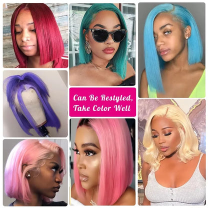 613 Honey Blonde Short Bob Wig – 8–14 Inch Pre-Plucked 13x6 HD Lace Front, Bone Straight