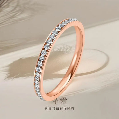 Fashion Zircon Chain  Rings For Women Gold Silver Color Elegant Finger Ring Female Korean Wedding Jewelry Gift