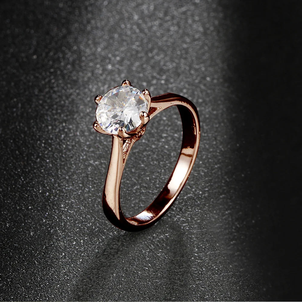Classic Wedding Rings For Women Forever Simple Six Claws Zirconia Fashion Solitaire Engagement Marriage Gift Ring Jewelry KCR033