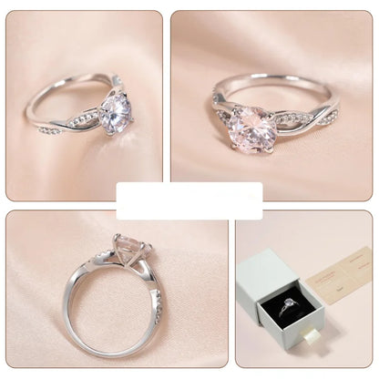 5A Cubic Zirconia Engagement Ring 1ct/3ct/5ct Women's Round Cut Twisted Vine Wedding Bands Sterling Silver Promise Rings with 18K White Gold Plated Fine Jewelry