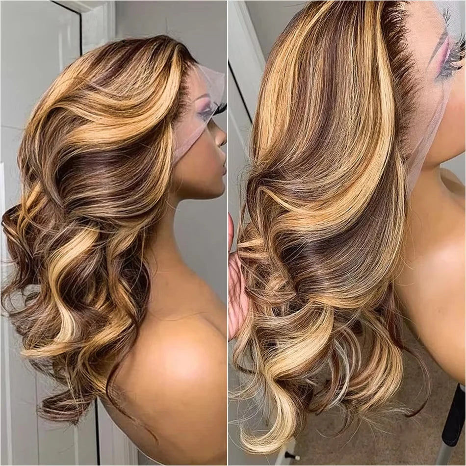 4/27 Honey Blonde Body Wave Bob Wig – 13x4 HD Lace Front, Glueless Pre-Plucked
