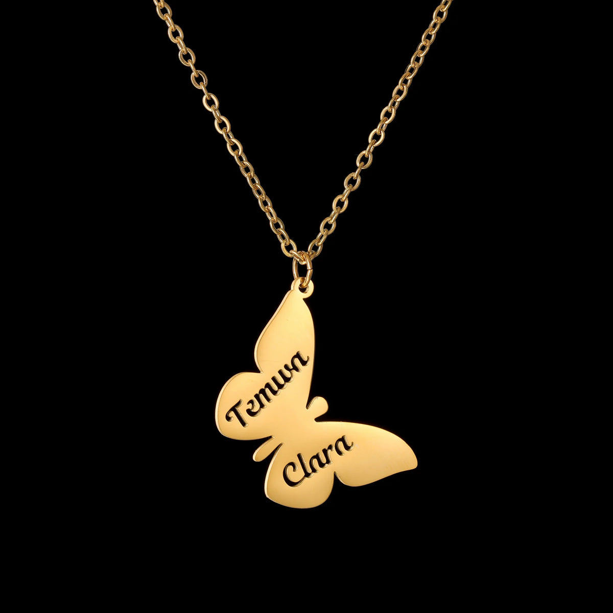 Atoztide Custom Name Necklace for Women with Butterfly Personalized Stainless Steel Jewelry Nameplate Choker Chain Birthday Gift