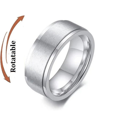 Metal Spinner Fidget Black Rock Band Rings For Men Anti Rotating Anxiety Control Relaxing Joint Ring Accessories Bague Homme