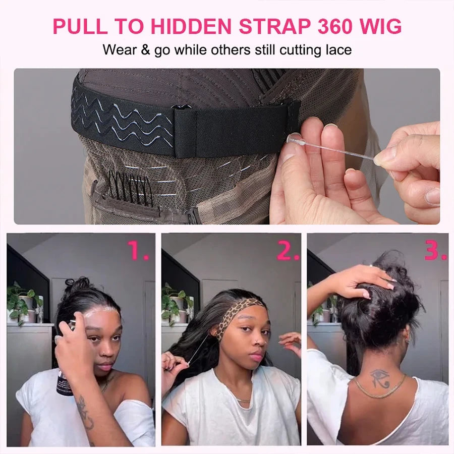 Kinky Straight Invisible Strap 360 HD Full Lace Wig – Glueless Drawstring, 220% Density