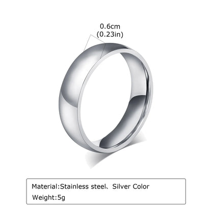 High Polished Stainless Steel Wedding Band Ring for Women Men 2/3/4/5/6mm Gold Plated Smooth Couple Rings Engagement Jewelry