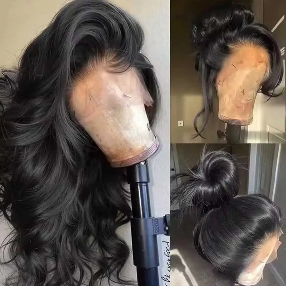 Natural Black Body Wave 13x6 Lace Front Wig – Glueless Pre-Plucked, 250% Density