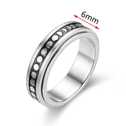 Fidget Spinner Anxiety Rings For Women Men Spinning Rotate Antistress Printing Stainless Steel Ring Accessories Trendy Jewelry