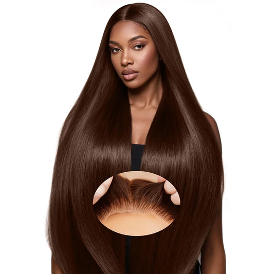 #4 Chocolate Brown Straight Lace Front Wig – 13x6 & 13x4 HD Skin-Melt, 18–46 Inch