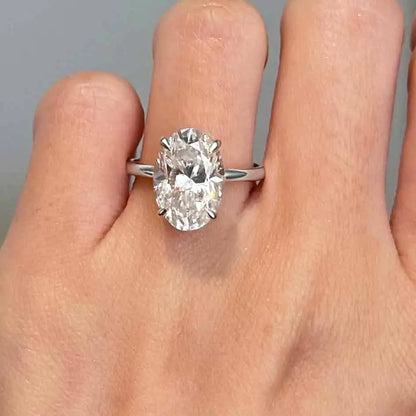 4.5CT Oval Cut Full Moissanite Rings for Women 925 Sterling Silver Certified Lab Diamond Engagement Wedding Ring Female Jewelry
