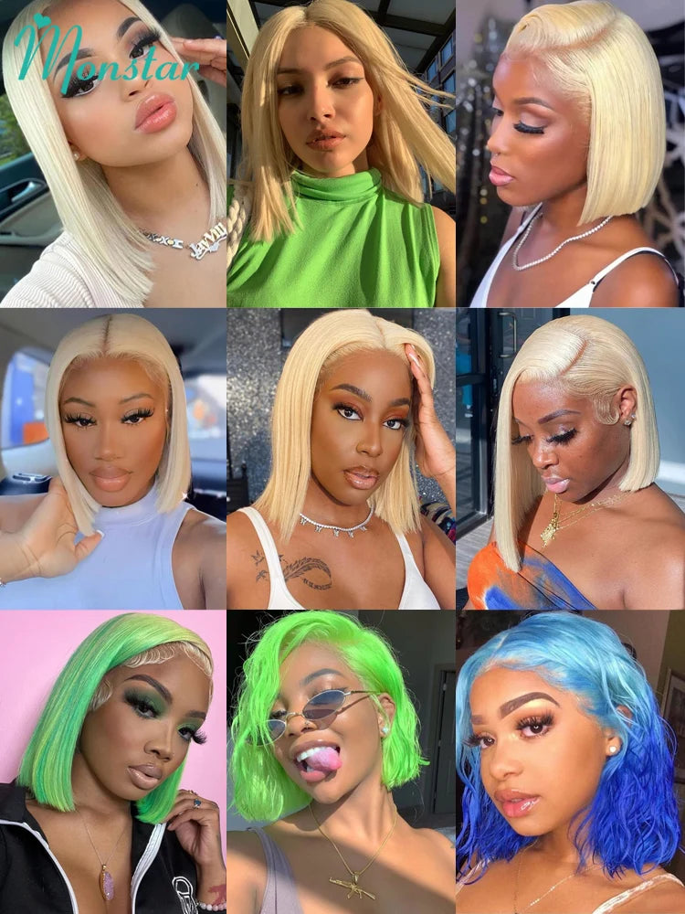 613 Blonde Straight Bob Wig – 13x4 & 13x6 HD Lace Frontal, 220% Density