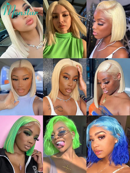 613 Blonde Straight Bob Wig – 13x4 & 13x6 HD Lace Frontal, 220% Density