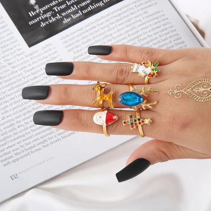 LATS 8pcs Irregular Red Crystal Heart Aesthetic Rings for Women Y2K Gothic Butterfly Spider Ring Creative Jewelry Accessories