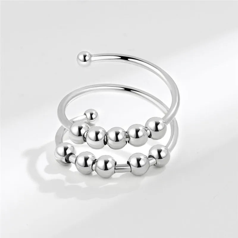 Fashion Fidget Spinner Ring Anxiety for Girls CZ Rose Flower Rotating Rings Demon Eyes Finger Ring Anti Stress Wedding Jewelry