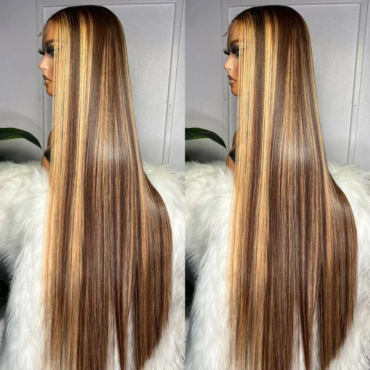 4/27 Highlight Honey Blonde Bone Straight HD Lace Frontal Wig – Pre-Plucked 13x6 & 13x4