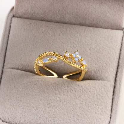 100 styles 14K Gold Plated Color Zircon Flower Crown Bow Open Ring Women Adjustable Stackable Finger Rings Wedding Jewelry Gift