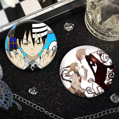 Anime Soul Eater Pins Round Creative Cartoon Badges Handmade Tinplate Brooches for Backpack Accessorys Exquisite Gifts