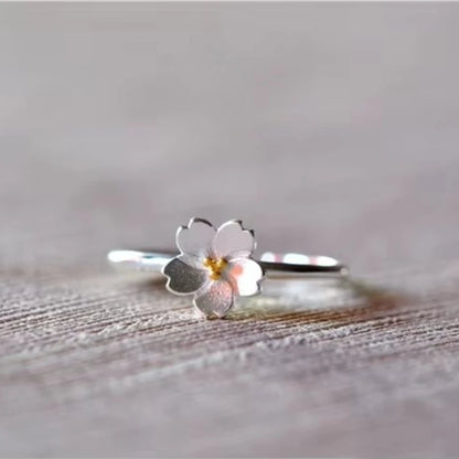 925 Sterling Silver cherry blossom Open Rings For Women Hypoallergenic Fashion Girl Sterling-silver-jewelry