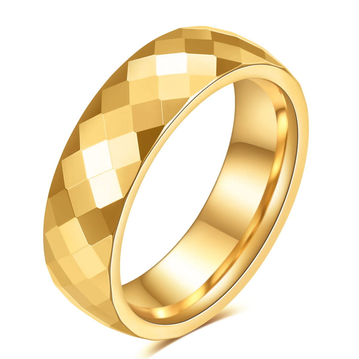 VQYSKO Vintage Patterned Band Ring Geometric Faceted Stackable Rings For Women Love Valentine's Day Wedding Gift Ldeas