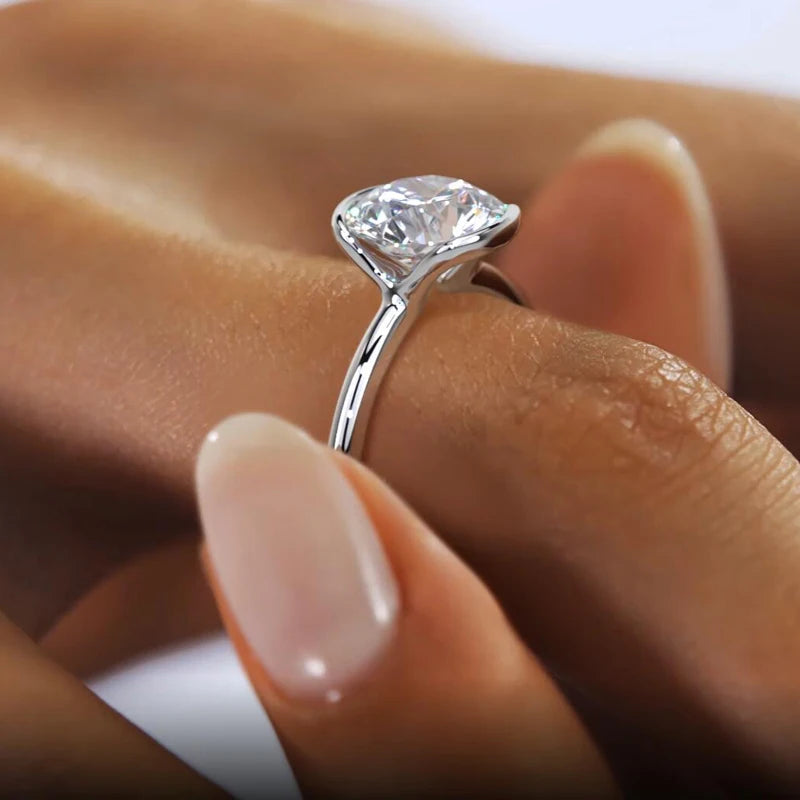 RAPRGOLD 1CT Moissanite Classic Solitaire Wedding Ring 925 Sterling Silver Ladies Engagement Rings for Women Fine Jewelry Gifts
