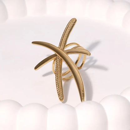 Bohemian Stainless Steel Ring Woman Vintage Jewelry Starfish Heart-Shaped Geometry Adjustable Open Rings Prom Accessories Gift