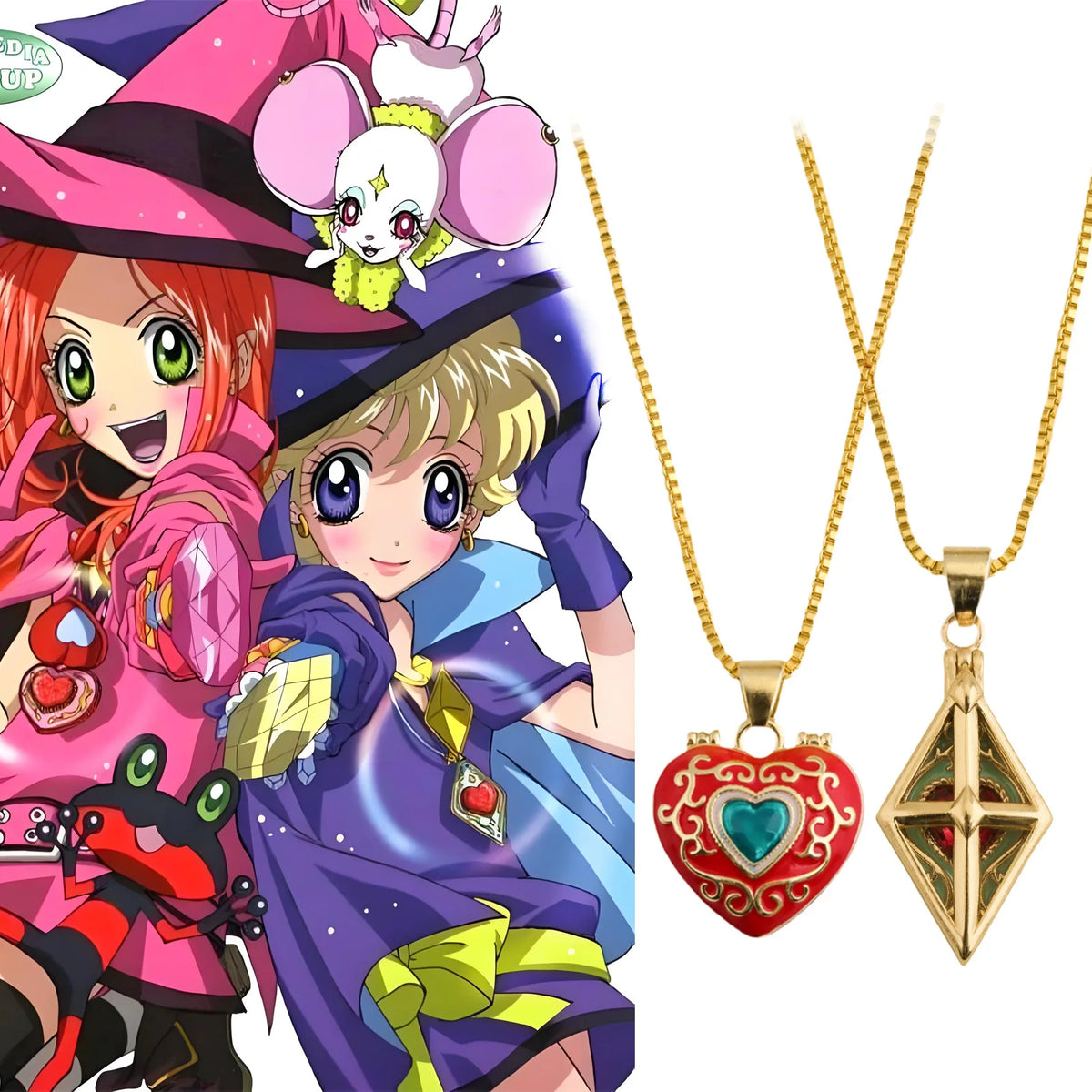 Anime Sugar Sugar Rune Necklace Open Heart Diamond Shaped Chocolat Pierre Vanilla Couple Pendants Cosplay Party Accessory Gift