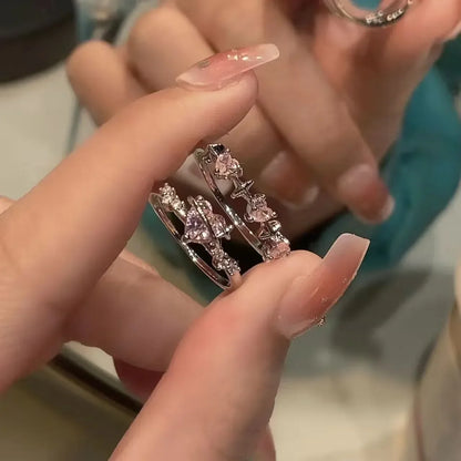 Star Couple Models Adjustable Ring Men And Women Simple Index Finger Rings Light Luxury Tide Cool Pair Of Rings Jewelry Gift
