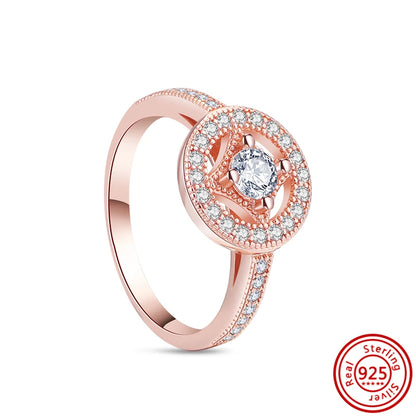 925 Sterling Silver Original Rose Gold Plated Fashion Women Ring Flower Green Zircon Design Jewelry Exquisite Wedding Gift Rings