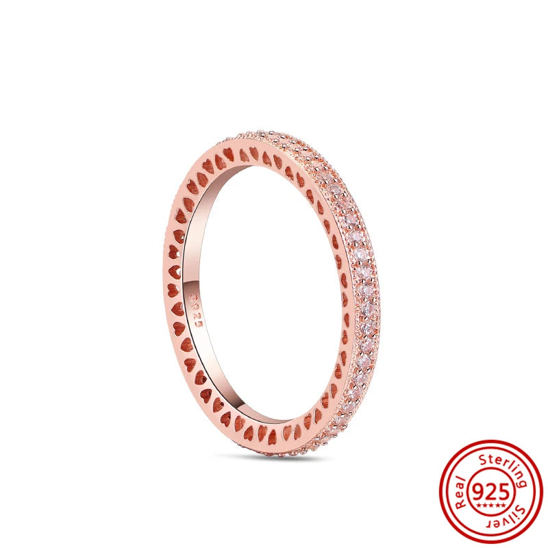 925 Sterling Silver Original Rose Gold Plated Fashion Women Ring Flower Green Zircon Design Jewelry Exquisite Wedding Gift Rings