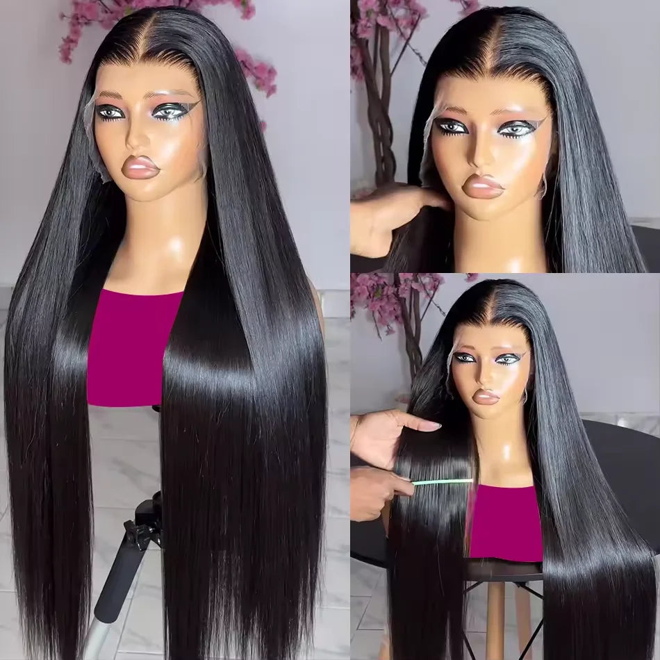 Bone Straight 250% Density HD Transparent Lace Front Wig – 5x5, 13x6 & 13x4, 40–42 Inch