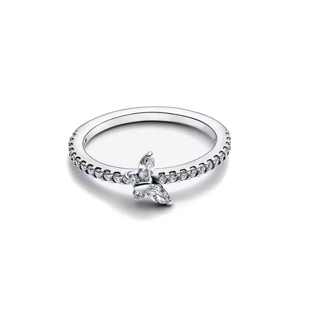 925 Silver Women Jewerly Accessories Ring Size 6 7 8 9 Pink Heart CZ Stone Red Black Rings DIY Birthday Gift Party