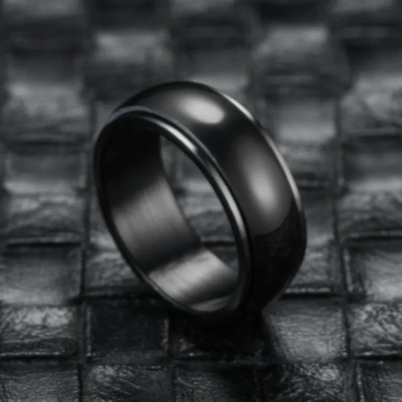 Metal Spinner Fidget Black Rock Band Rings For Men Anti Rotating Anxiety Control Relaxing Joint Ring Accessories Bague Homme