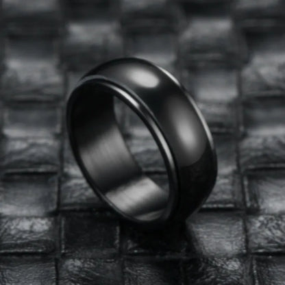 Metal Spinner Fidget Black Rock Band Rings For Men Anti Rotating Anxiety Control Relaxing Joint Ring Accessories Bague Homme