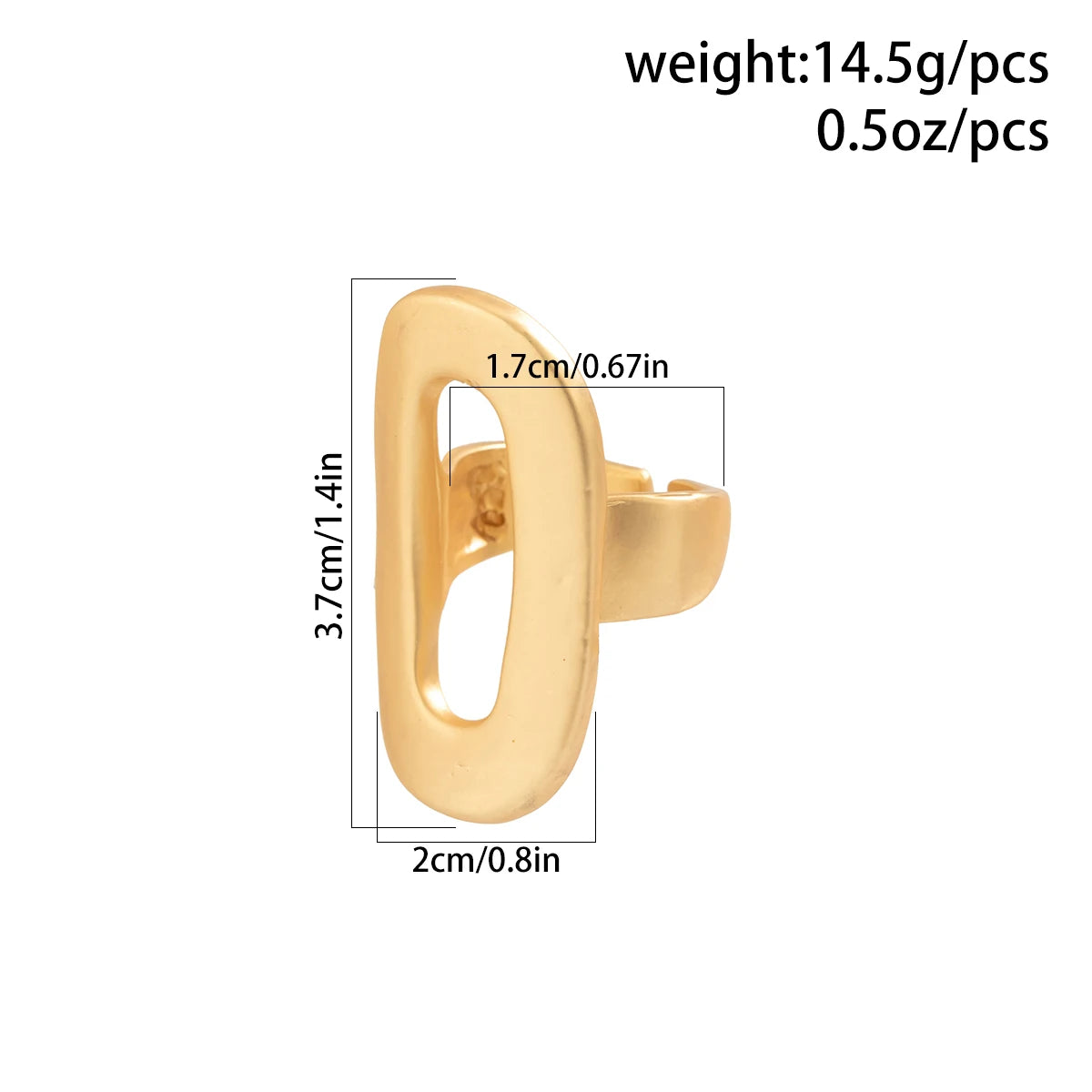 Exaggerated Big Hollow Out Geometric Oval Rings for Women Creative Adjustable Finger Matte Rings Fashion Statement Jewelry Girls