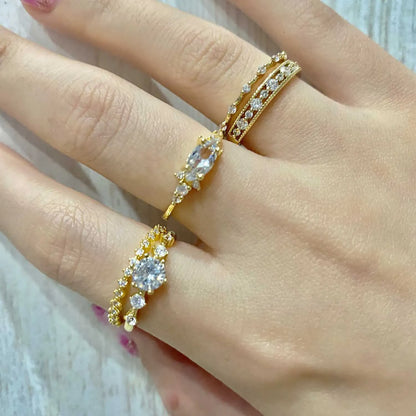 New INS Gold Color Noble Trend Dainty Rings For Women Entry Lux Zircon Midi Finger Rings For Female Anniversary Jewelry KAR229