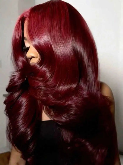 99J Burgundy Wet & Wavy Body Wave HD Lace Front Wig – 13x4 Colored Human Hair